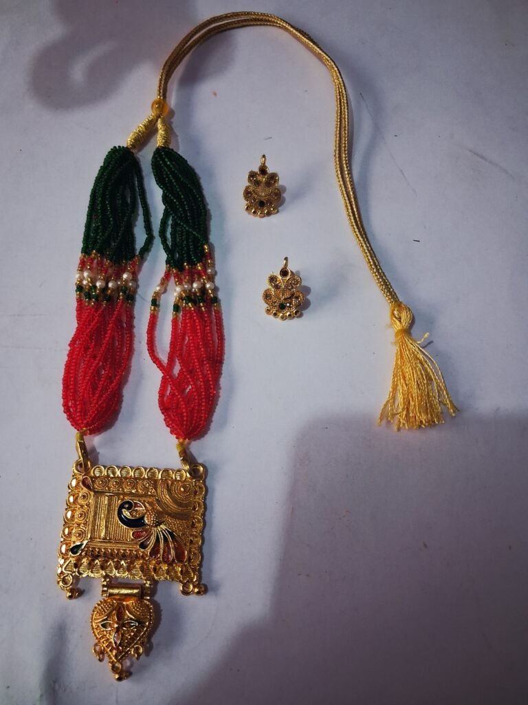 ANIKARA Diamond gold-plated Kundan Rani Haar bridal necklace set with matching earrings